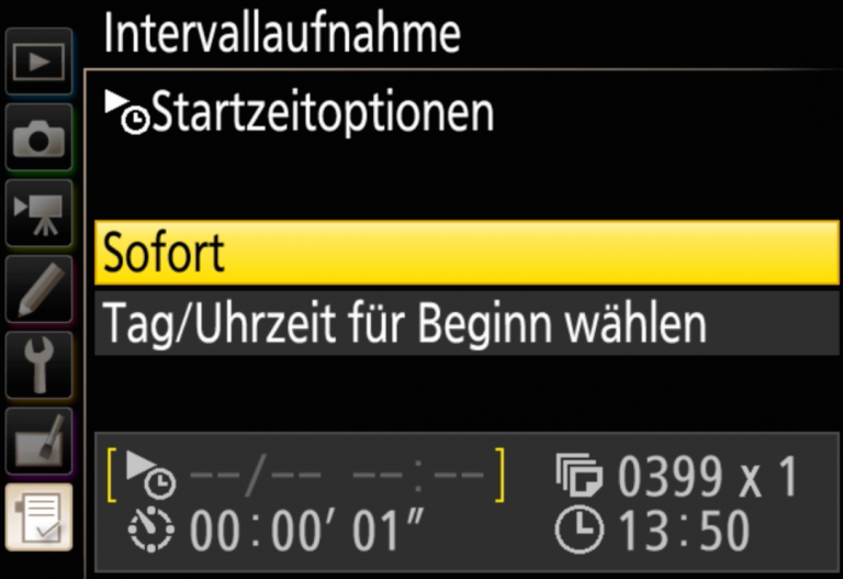Nikon D5 Intervallaufnahme