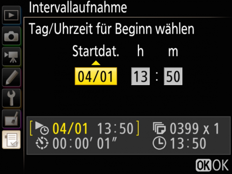 Nikon D5 Intervallaufnahme