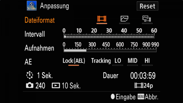 Sony A7RMII Intervalltimer