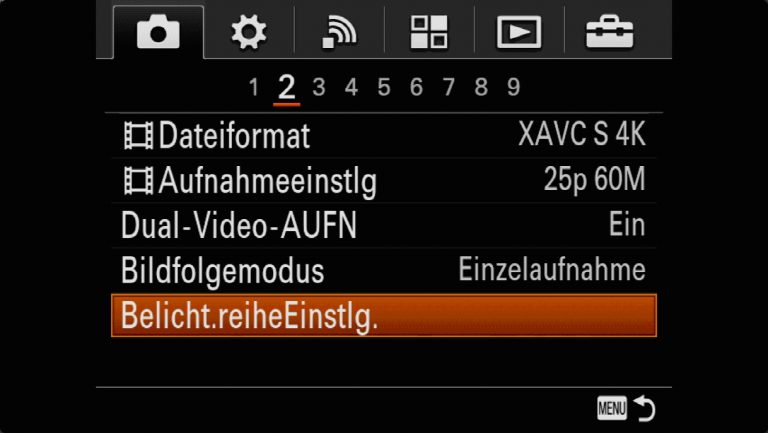 Sony A7RMII Voreinstellungen – Grrundeinstellungen