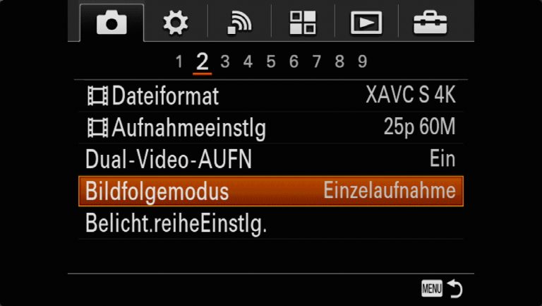 Sony A7RMII Voreinstellungen – Grrundeinstellungen