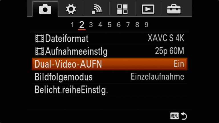 Sony A7RMII Voreinstellungen – Grrundeinstellungen