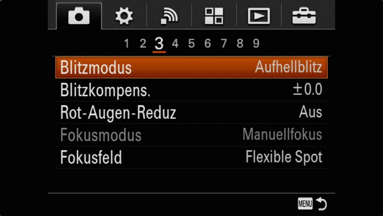 Sony A7RMII Voreinstellungen – Grrundeinstellungen