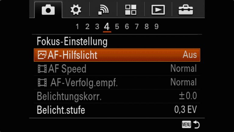 Sony A7RMII Voreinstellungen – Grrundeinstellungen