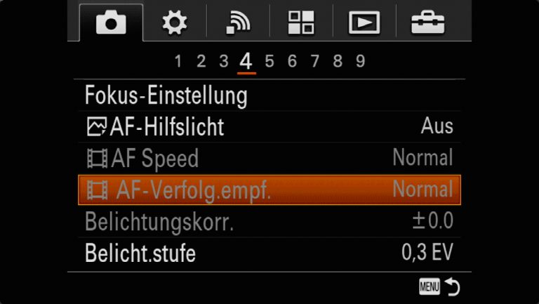 Sony A7RMII Voreinstellungen – Grrundeinstellungen