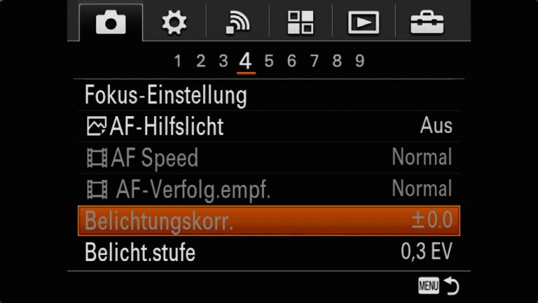 Sony A7RMII Voreinstellungen – Grrundeinstellungen