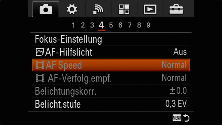 Sony A7RMII Voreinstellungen – Grrundeinstellungen