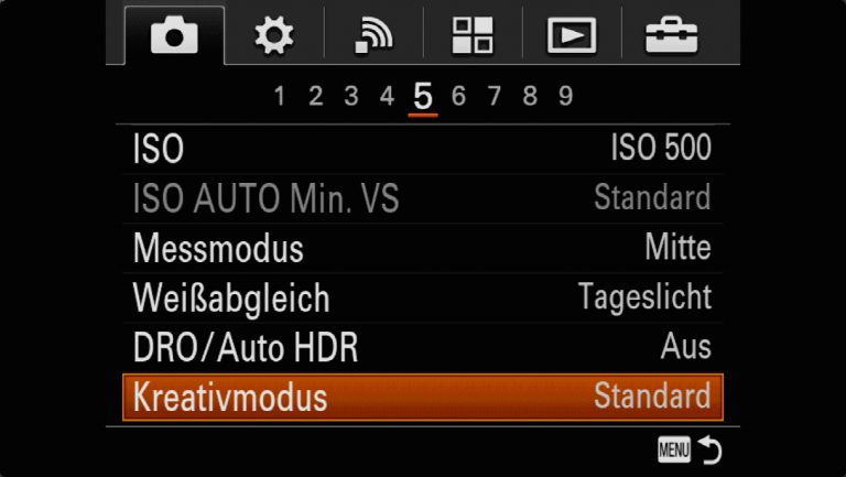 Sony A7RMII Voreinstellungen – Grrundeinstellungen