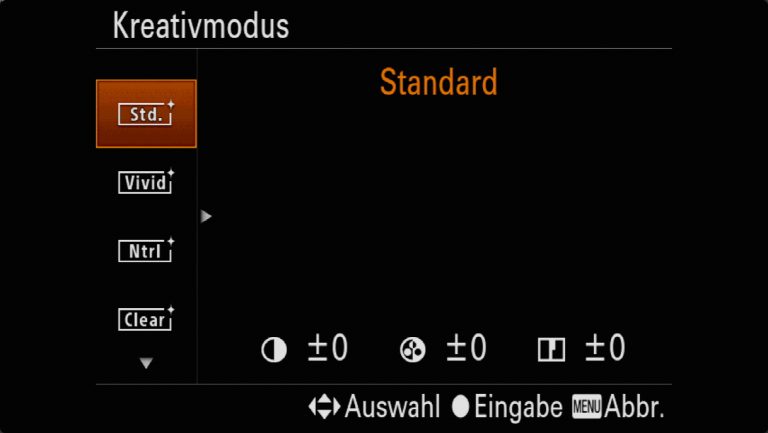 Sony A7RMII Voreinstellungen – Grrundeinstellungen