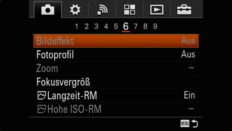 Sony A7RMII Voreinstellungen – Grrundeinstellungen