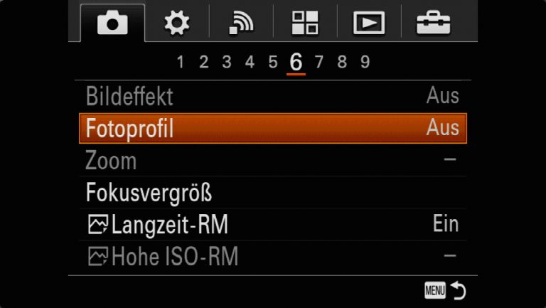 Sony A7RMII Voreinstellungen – Grrundeinstellungen
