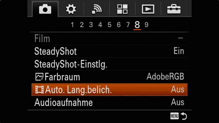 Sony A7RMII Voreinstellungen – Grrundeinstellungen
