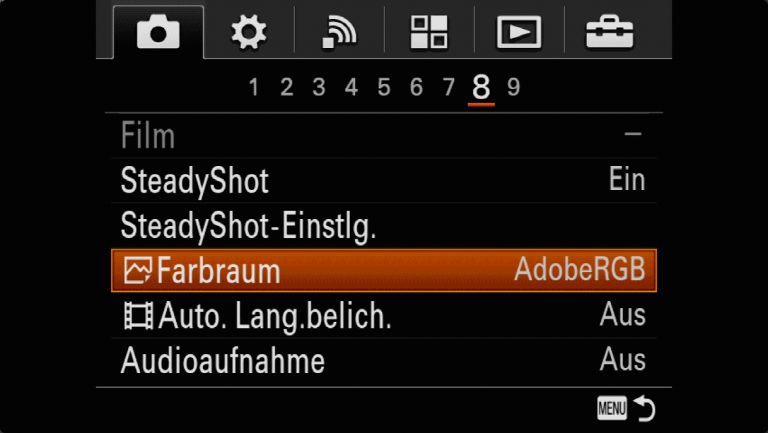 Sony A7RMII Voreinstellungen – Grrundeinstellungen