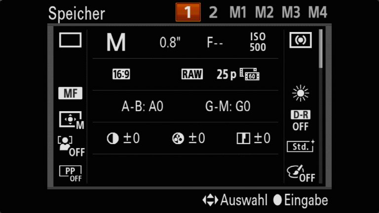 Sony A7RMII Voreinstellungen – Grrundeinstellungen