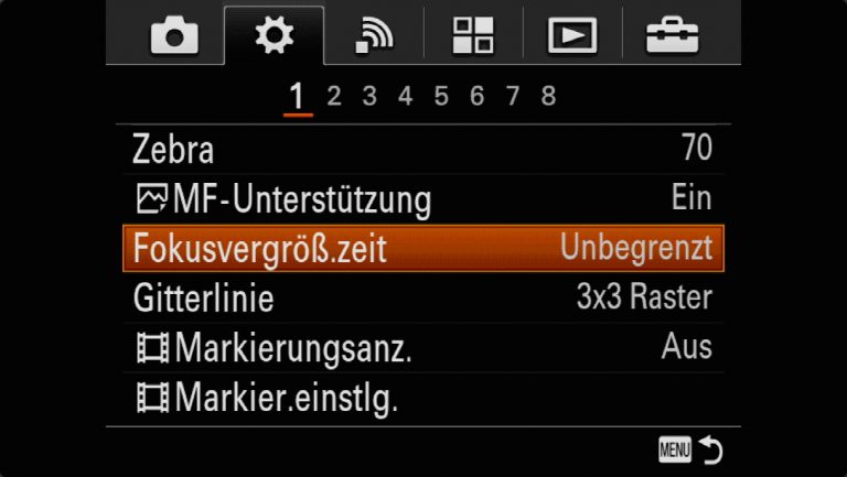 Sony A7RMII Voreinstellungen – Grrundeinstellungen