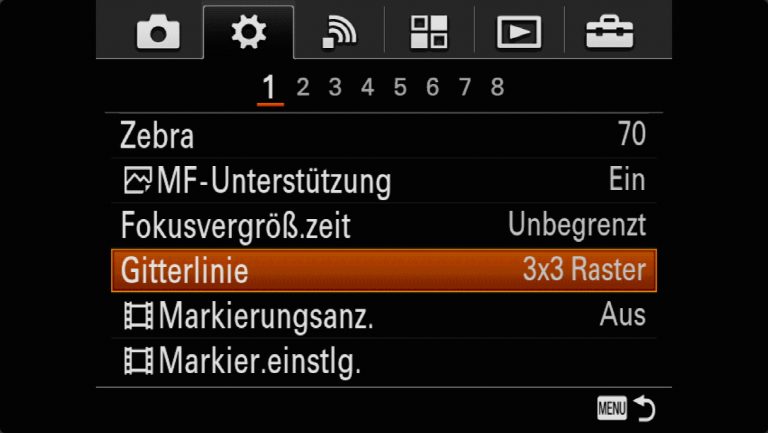 Sony A7RMII Voreinstellungen – Grrundeinstellungen