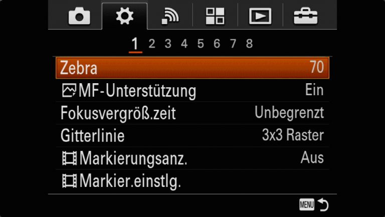 Sony A7RMII Voreinstellungen – Grrundeinstellungen