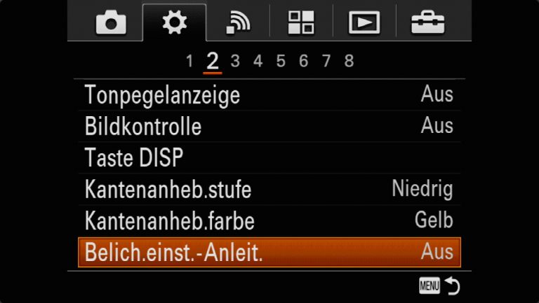 Sony A7RMII Voreinstellungen – Grrundeinstellungen