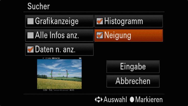 Sony A7RMII Voreinstellungen – Grrundeinstellungen