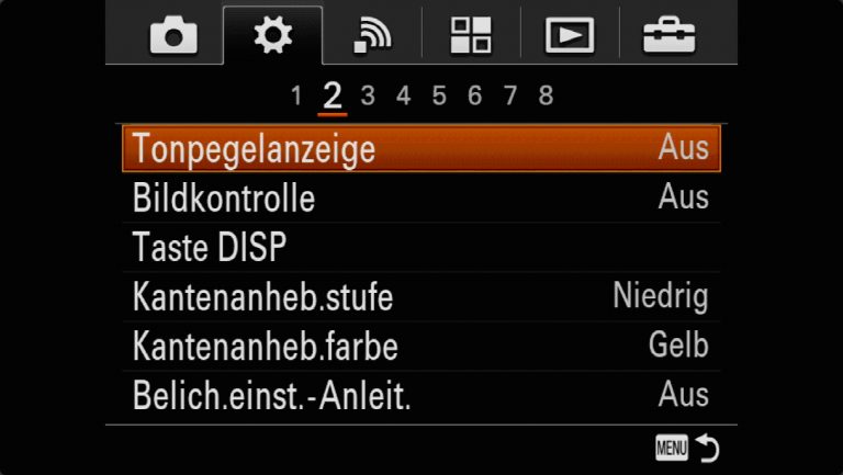 Sony A7RMII Voreinstellungen – Grrundeinstellungen