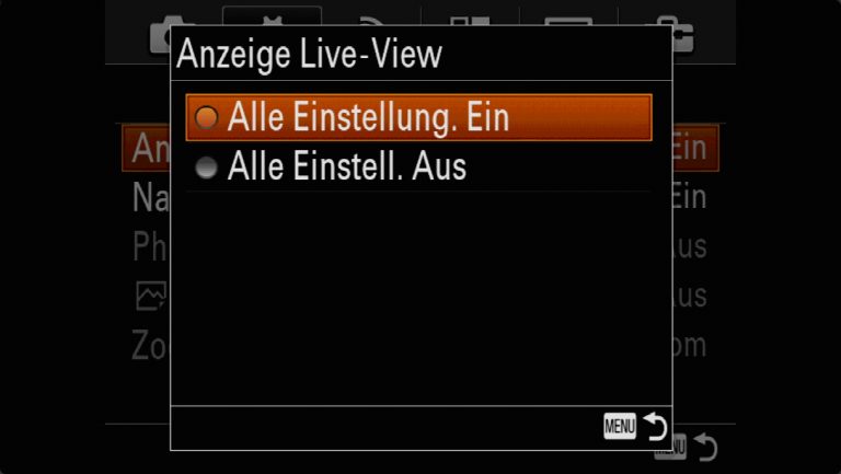 Sony A7RMII Voreinstellungen – Grrundeinstellungen