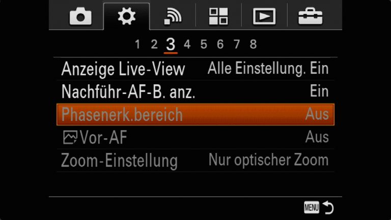 Sony A7RMII Voreinstellungen – Grrundeinstellungen