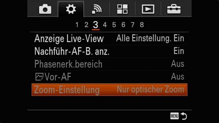 Sony A7RMII Voreinstellungen – Grrundeinstellungen