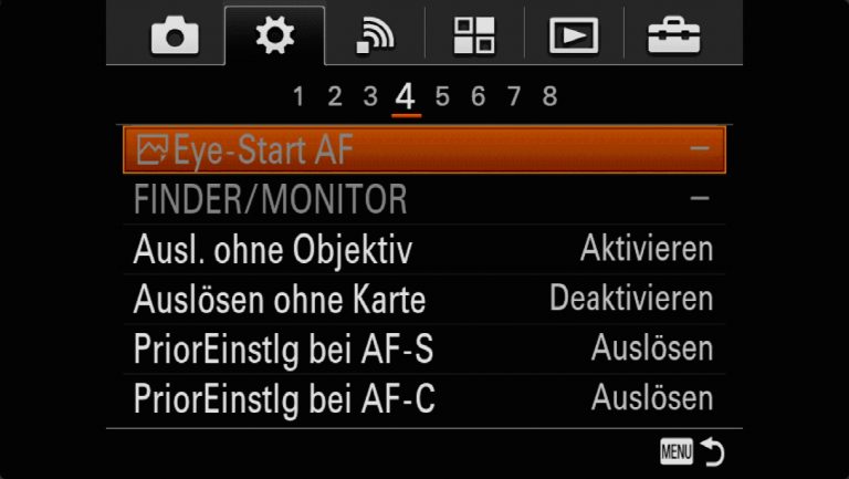 Sony A7RMII Voreinstellungen – Grrundeinstellungen