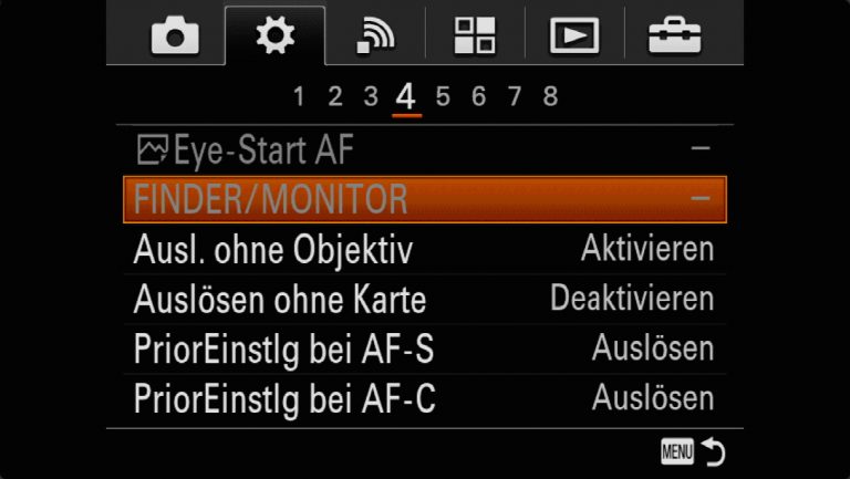 Sony A7RMII Voreinstellungen – Grrundeinstellungen
