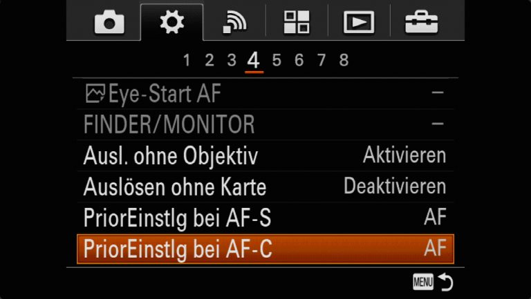 Sony A7RMII Voreinstellungen – Grrundeinstellungen