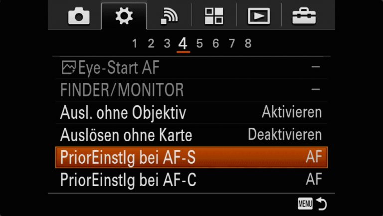 Sony A7RMII Voreinstellungen – Grrundeinstellungen