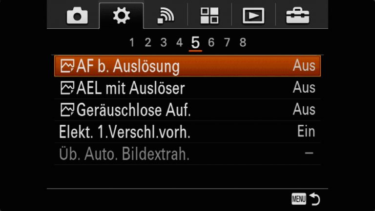 Sony A7RMII Voreinstellungen – Grrundeinstellungen