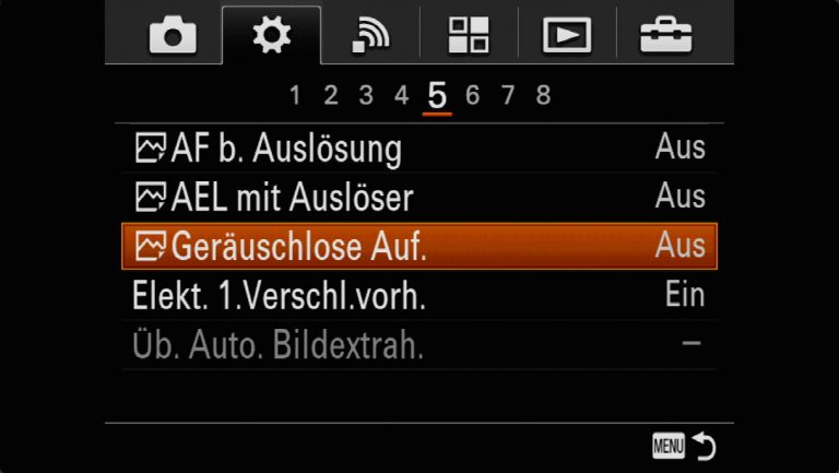 Sony A7RMII Voreinstellungen – Grrundeinstellungen
