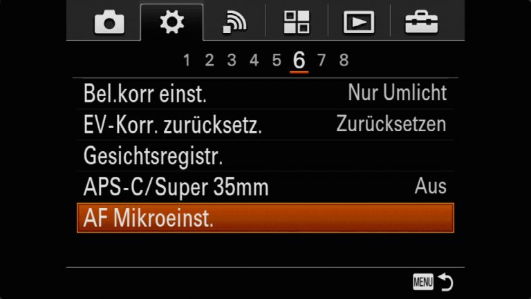 Sony A7RMII Voreinstellungen – Grrundeinstellungen