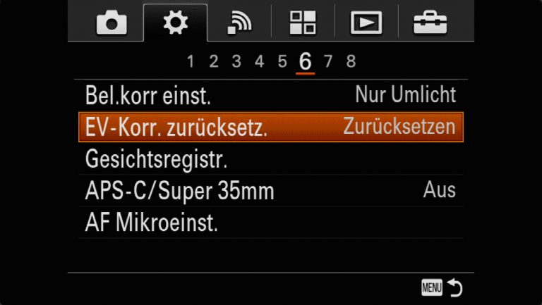 Sony A7RMII Voreinstellungen – Grrundeinstellungen