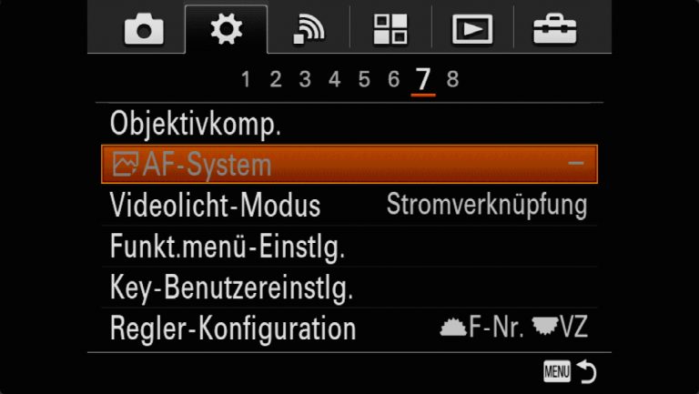 Sony A7RMII Voreinstellungen – Grrundeinstellungen