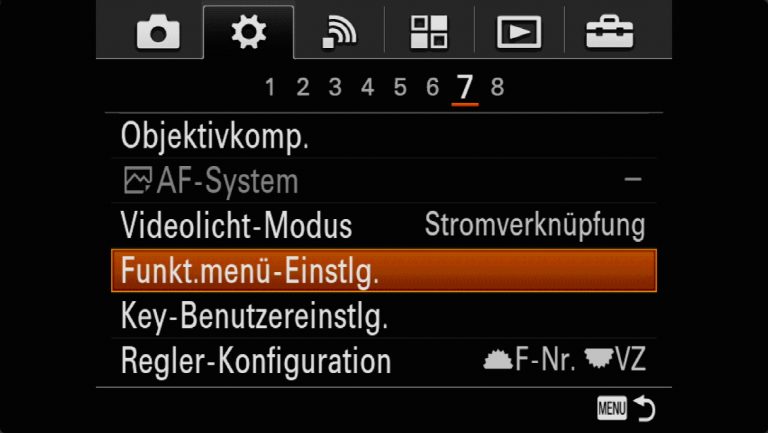 Sony A7RMII Voreinstellungen – Grrundeinstellungen