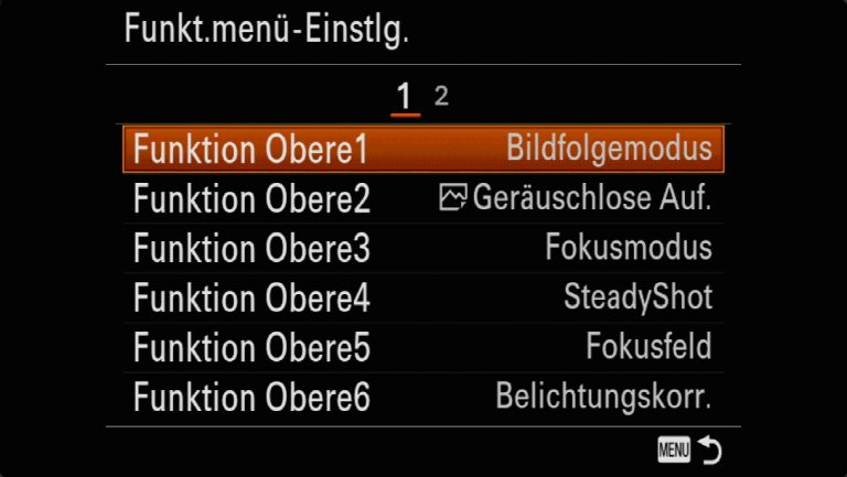 Sony A7RMII Voreinstellungen – Grrundeinstellungen