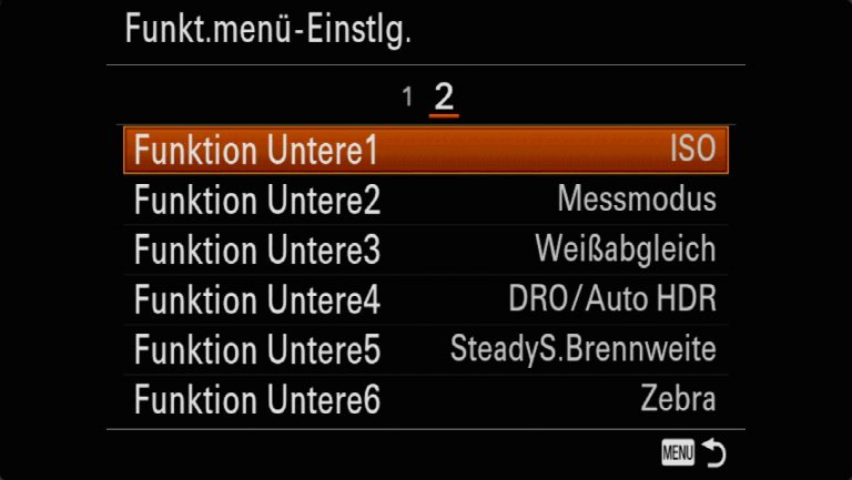 Sony A7RMII Voreinstellungen – Grrundeinstellungen
