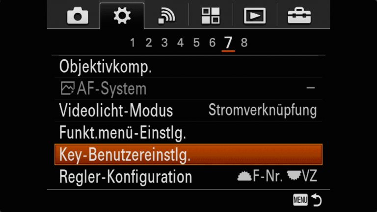 Sony A7RMII Voreinstellungen – Grrundeinstellungen