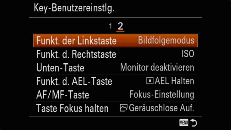 Sony A7RMII Voreinstellungen – Grrundeinstellungen