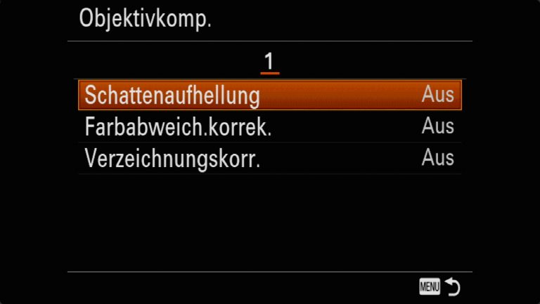 Sony A7RMII Voreinstellungen – Grrundeinstellungen