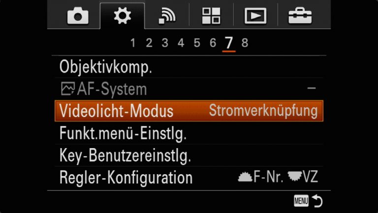 Sony A7RMII Voreinstellungen – Grrundeinstellungen