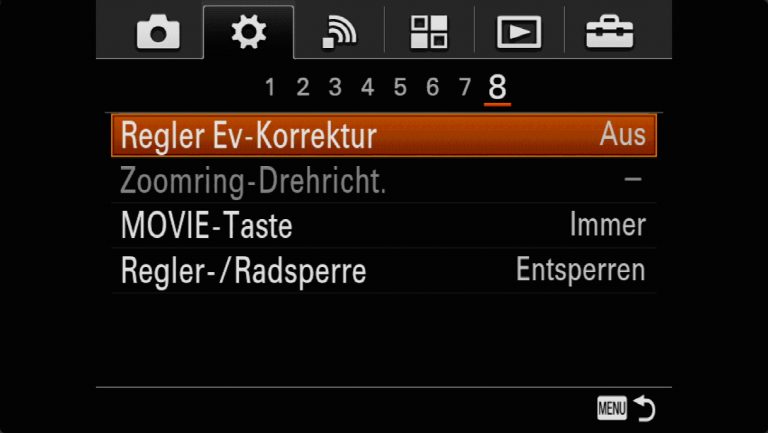 Sony A7RMII Voreinstellungen – Grrundeinstellungen