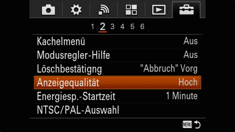 Sony A7RMII Voreinstellungen – Grrundeinstellungen