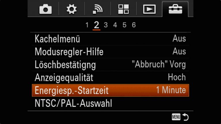 Sony A7RMII Voreinstellungen – Grrundeinstellungen