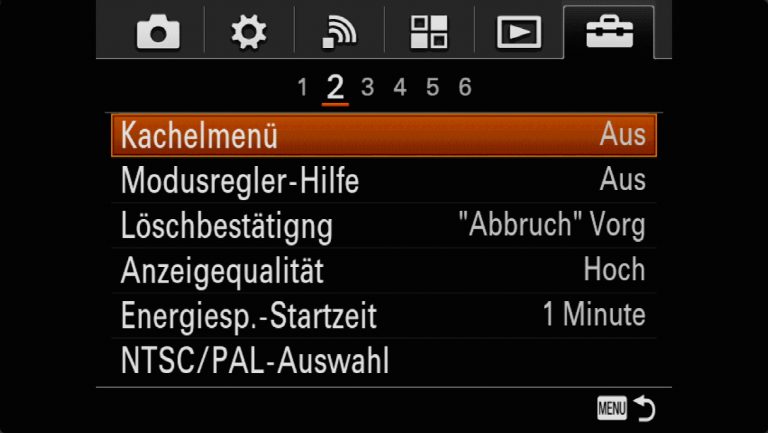 Sony A7RMII Voreinstellungen – Grrundeinstellungen