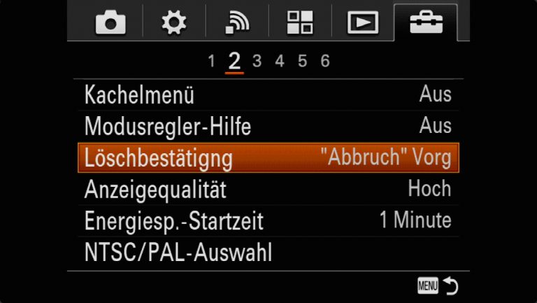 Sony A7RMII Voreinstellungen – Grrundeinstellungen