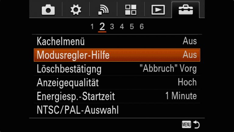 Sony A7RMII Voreinstellungen – Grrundeinstellungen