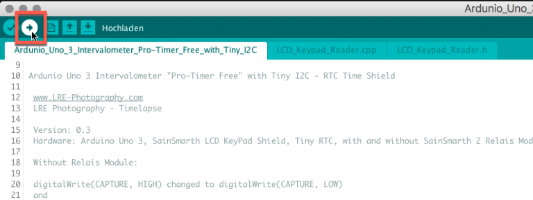 Arduino-Entwicklungsumgebung die Software auf den Ardunio Uno hochladen/schreiben